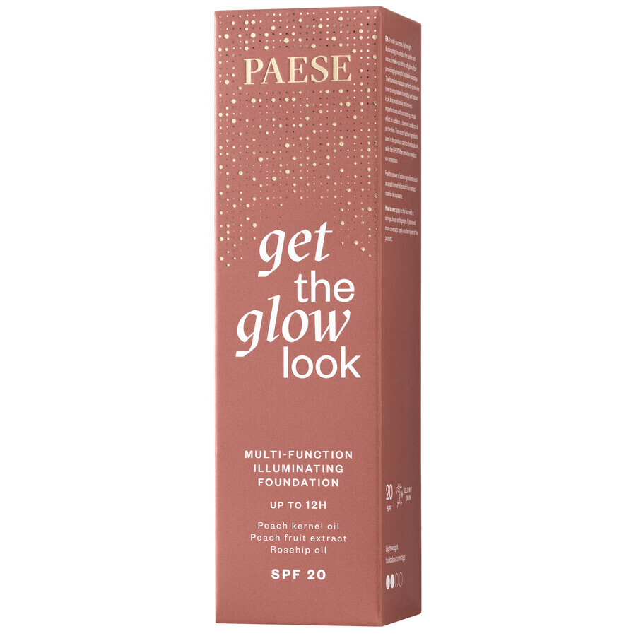 Paese Get The Glow Look, fondotinta illuminante multi-tasking, 3N beige caldo, 30 ml