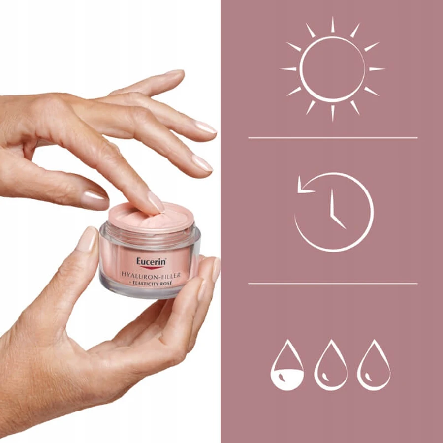 Eucerin Hyaluron-Filler+Elasticity, crème visage à la rose, SPF 30, 50 ml