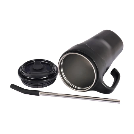 Majestic Sport, taza térmica con pajita Jelly, negra, 650 ml
