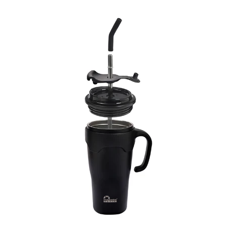 Majestic Sport, taza térmica con pajita Jelly, negra, 650 ml