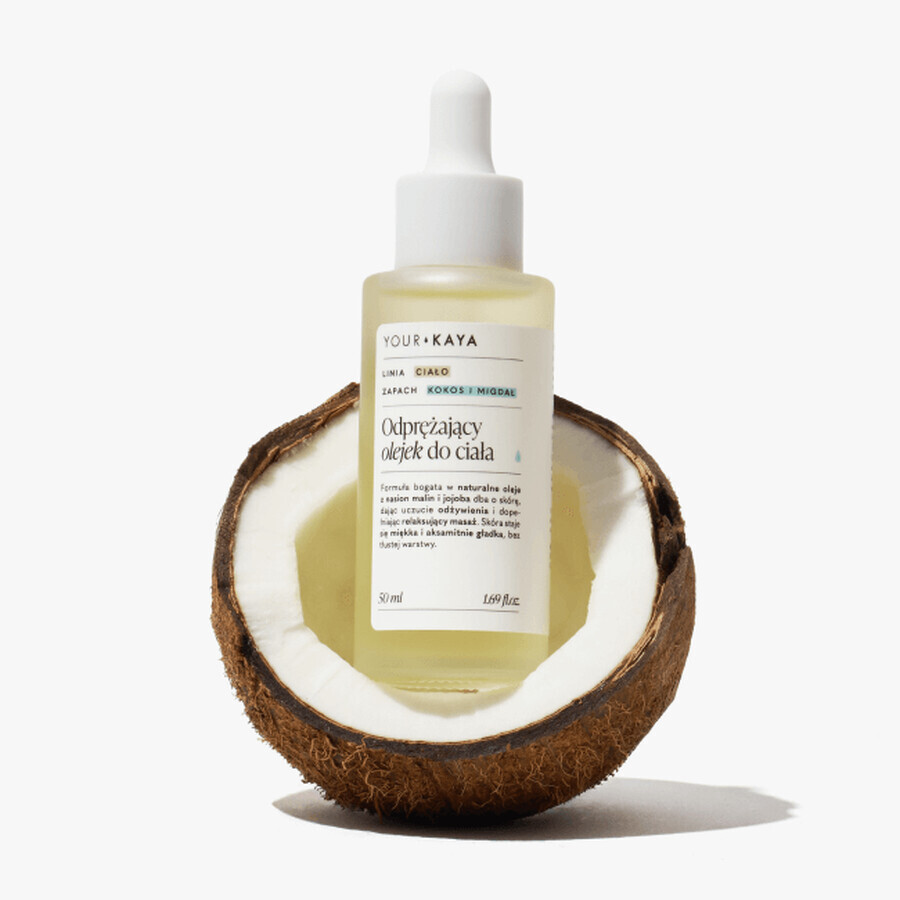 Votre KAYA, huile corporelle relaxante, noix de coco et amande, 50 ml Votre KAYA, huile corporelle relaxante, noix de coco et amande, 50 ml