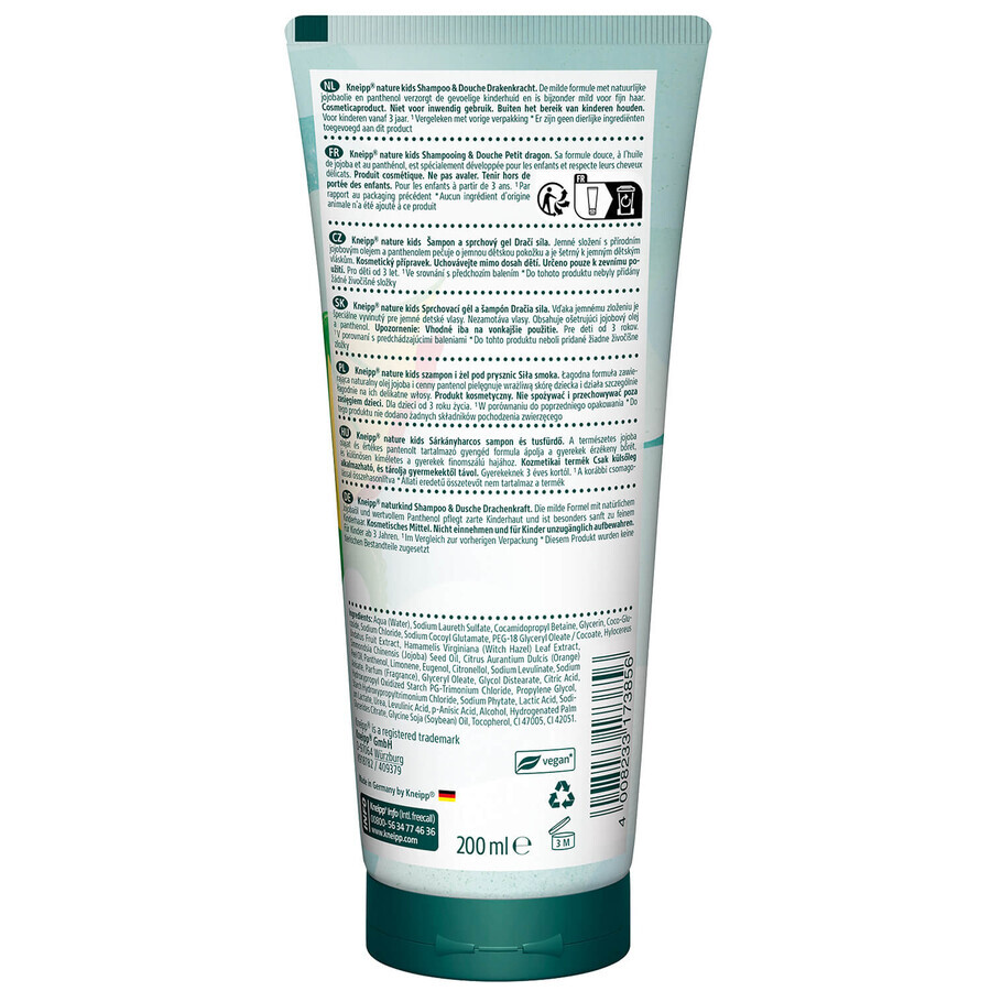 Kneipp Nature Kids, children's hair shampoo and shower gel, baby dragon, ages 3 and up, 200 ml Kneipp Nature Kids, children's hair shampoo and shower gel, baby dragon, ages 3 and up, 200 ml