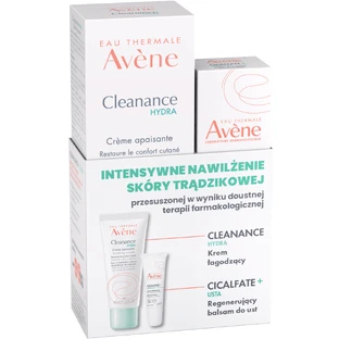 Avene Cleanance Hydra soothing cream set, 40 ml + Cicalfate+, regenerating lip balm, 10 ml