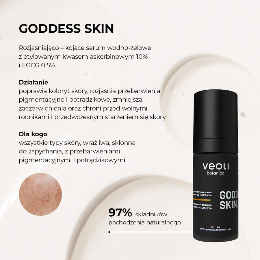 Veoli Botanica Goddess Skin, brightening and soothing face serum, 30 ml