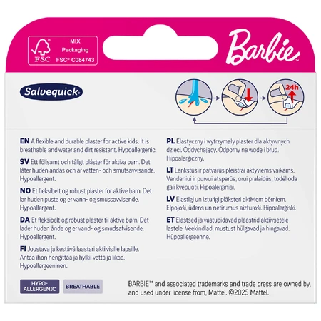 Salvequick Barbie, pleisters, 14 stuks