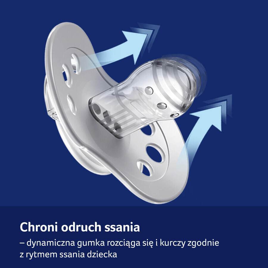 Lovi Night & Day, pacifier, silicone, dynamic, Hedgehog, 6-18 months, 2 pieces