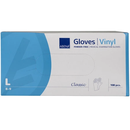 Abena, gants en vinyle, non stériles, non poudrés, taille L, 100 pièces