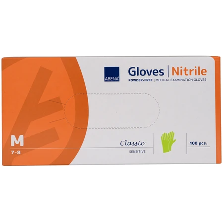 Abena, Nitrilhandschuhe, unsteril, puderfrei, grün, Größe M, 100 Stück