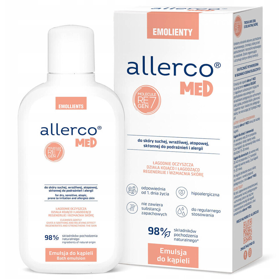 Allerco Emolients, bath emulsion, 400 ml + soothing protective lipstick, 4.9 g free of charge