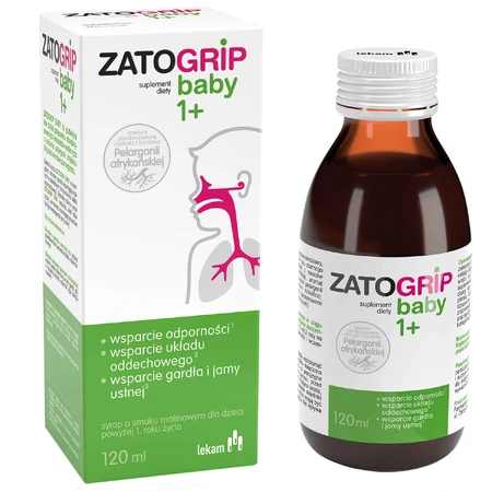 ZatoGrip Baby 1+, syrup for children, raspberry flavor, 120 ml