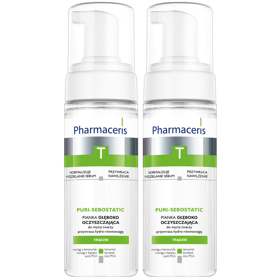 Buy Pharmaceris T Puri-Sebostatic set, deep cleansing facial cleansing foam, restores hydro balance, 2 x 150 ml Pharmaceris T Puri-Sebostatic set, deep cleansing facial cleansing foam, restores hydro balance, 2 x 150 ml