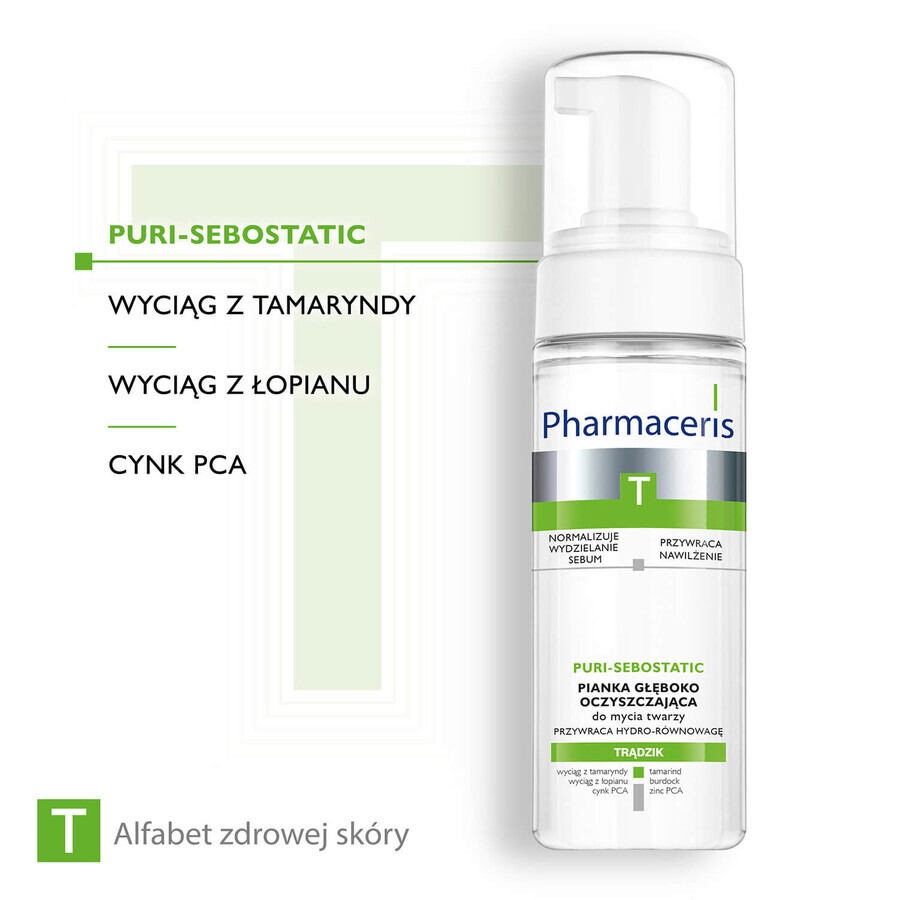 Pharmaceris T Puri-Sebostatic set, deep cleansing facial cleansing foam, restores hydro balance, 2 x 150 ml