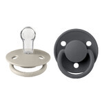 Slabbetjes De Lux, fopspeen, siliconen, rond, one-size, Sand & Iron, 0-36 maanden, 2 stuks