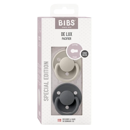 Bavoirs De Lux, sucette, silicone, rond, taille unique, sable et fer, 0-36 mois, 2 pièces