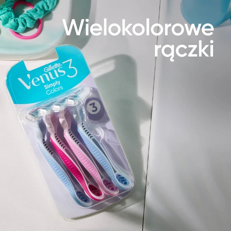 Gilette Venus 3 Colors, women's razor, disposable, 4 pieces