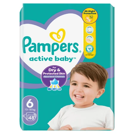 Pampers Active Baby, luiers, maat 6, 13-18 kg, 48 stuks