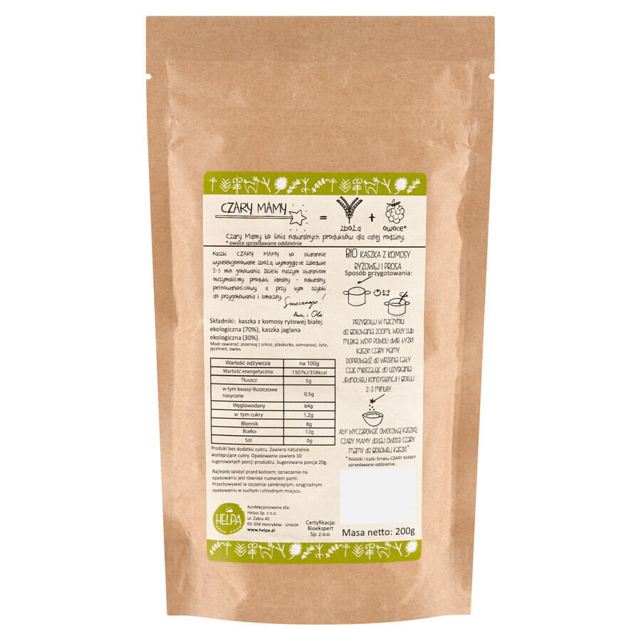 Helpa Mom's Spells Bio gachas de quinoa y mijo, sin lácteos, sin azúcares añadidos, 200 g