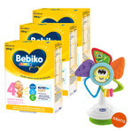 Set Bebiko Junior 4 Nutriflor Expert, leche maternizada nutritiva, más de 2 años, 3 x 600 g + Chicco, juguete silla sensorial molinillo de viento gratis