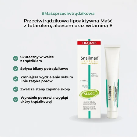 Snailmed Acne, pomada activa antiacné con tomatrol, aloe vera y vitamina E, 25 ml