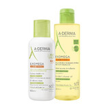 Set A-Derma Exomega Control, ulei de duș emolient, piele uscată și predispusă la atopie, de la naștere, 500 ml + cremă emolientă, piele uscată și predispusă la atopie, 400 ml