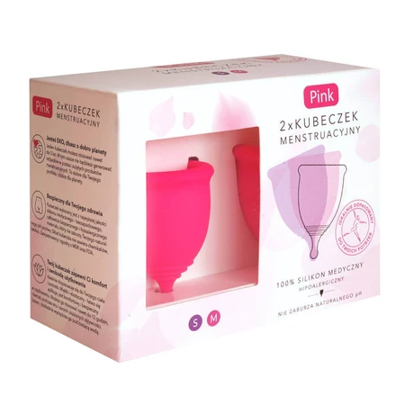 Pink, menstrual cup, size S and M, 2 pieces
