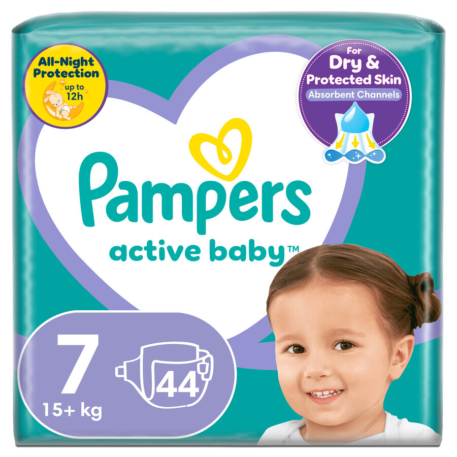 Pampers Active Baby, pannolini, taglia 7, oltre 15 kg, 44 pz.
