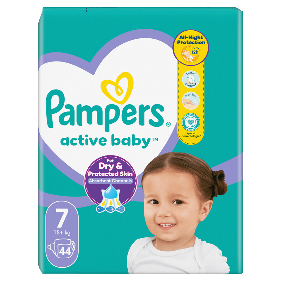 Pampers Active Baby, pannolini, taglia 7, oltre 15 kg, 44 pz.
