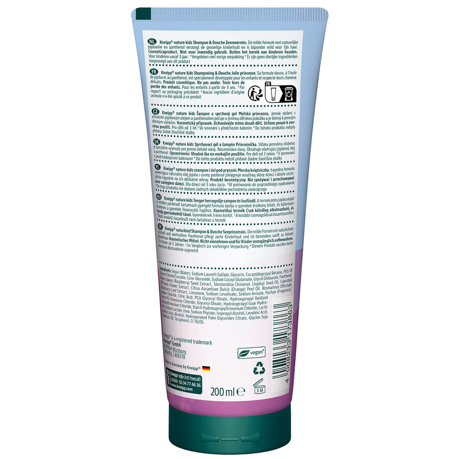 Kneipp Nature Kids, shampooing et gel douche pour enfants, princesse des mers, à partir de 3 ans, 200 ml