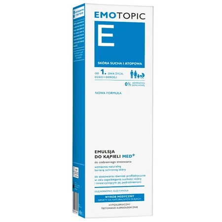 Emotopic, émulsion de bain med+ à partir du 1er jour, peau sèche et atopique, 400 ml