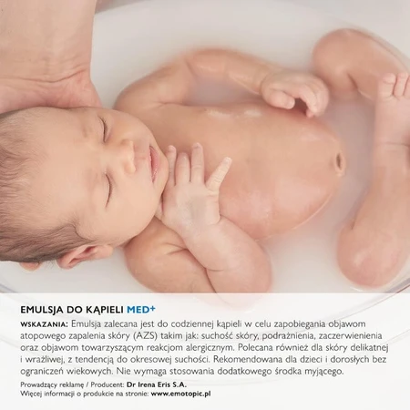 Emotopic, émulsion de bain med+ à partir du 1er jour, peau sèche et atopique, 400 ml