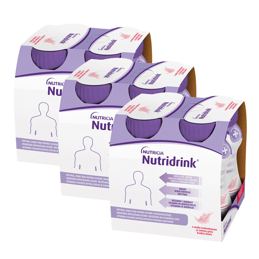 Nutridrink set, nutritional formula, strawberry flavor, 12 x 125 ml