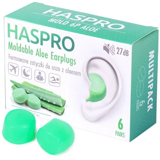Haspro, molded earplugs with aloe vera, 12 pieces