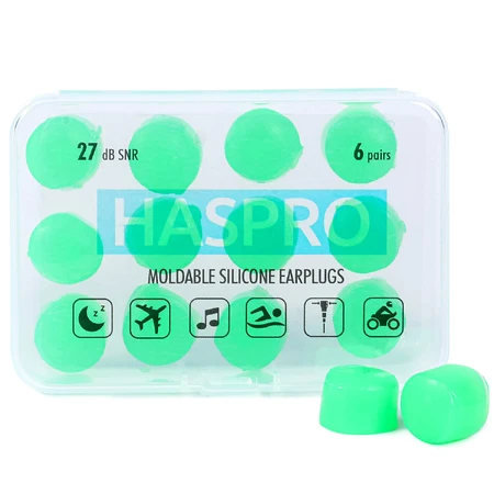 Haspro, molded earplugs with aloe vera, 12 pieces