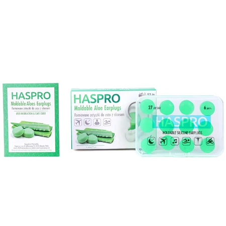 Haspro, molded earplugs with aloe vera, 12 pieces