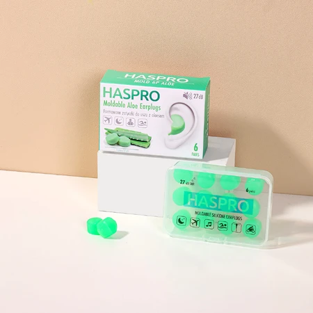 Haspro, molded earplugs with aloe vera, 12 pieces