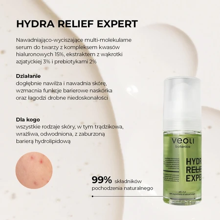 Veoli Botanica Hydra Relief Expert, feuchtigkeitsspendendes und beruhigendes multimolekulares Gesichtsserum, 30 ml