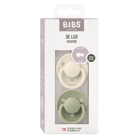 Slabbetjes De Lux, fopspeen, siliconen, rond, one-size, Ivory & Sage, 0-36 maanden, 2 stuks