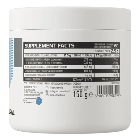 OstroVit Glucosamin + MSM + Chondroitin, natürliches Aroma, 150 g