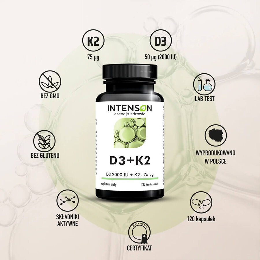 Intenson Vitamina D3 + K2, 120 capsule softgel