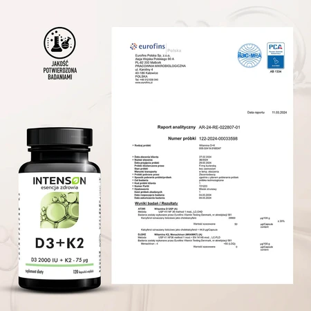 Intenson Vitamine D3 + K2, 120 softgel capsules