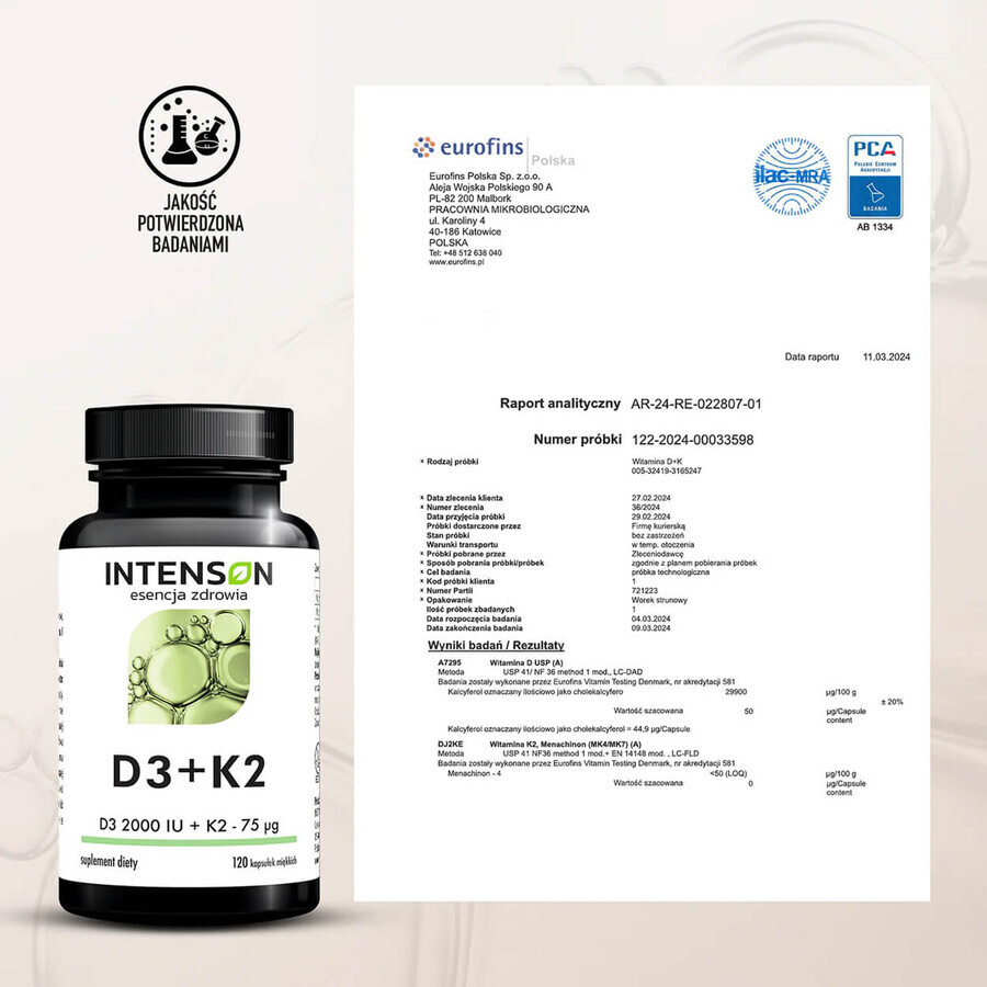 Intenson Vitamina D3 + K2, 120 capsule softgel