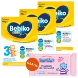 Set Bebiko Junior 3 Nutriflor Expert, nährstoffreiche Milchnahrung, ab 1 Jahr, 3 x 600 g + Bambino, Feuchttücher, ab Geburt, 63 gratis
