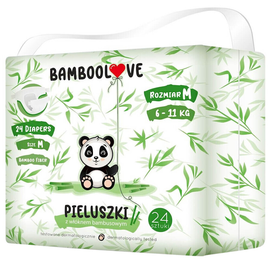 Bamboolove, Wegwerfwindeln mit Bambusfaser, Größe M, 6-11 kg, 24 Stück