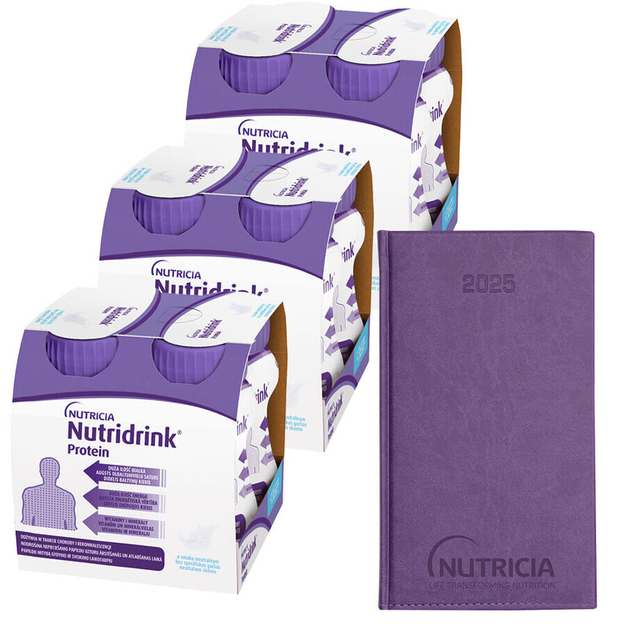 Nutridrink Protein kit, preparat nutritiv, aromă neutră, 12 x 125 ml + calendar carte gratuit
