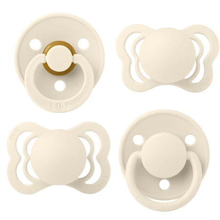 Slabbetjes Try-It Collection set, fopspeentjes, rubber en silicone, maat 1, 0-6 maanden, Ivoor, 4 stuks
