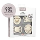 Slabbetjes Try-It Collection set, fopspeentjes, rubber en silicone, maat 1, 0-6 maanden, Ivoor, 4 stuks