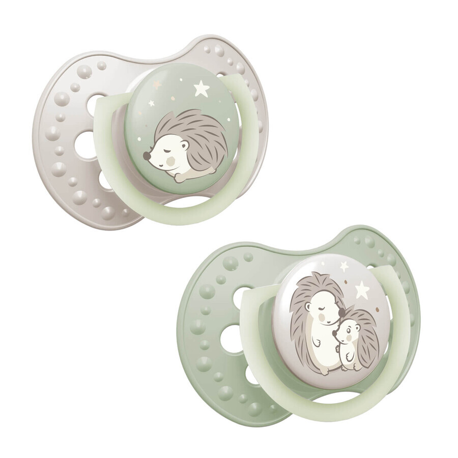 Lovi Night & Day, ciuccio, in silicone, dinamico, Riccio, da 18 mesi, 2 pezzi