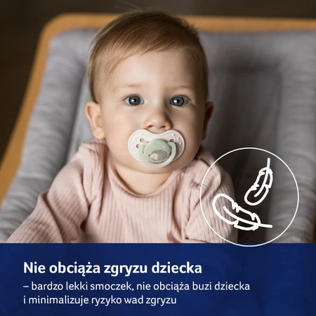 Lovi Night & Day, pacifier, silicone, dynamic, Hedgehog, from 18 months, 2 pieces