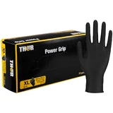 Thor Power Grip, guantes de nitrilo, no estériles, sin polvo, negros, talla XL, 50 unidades