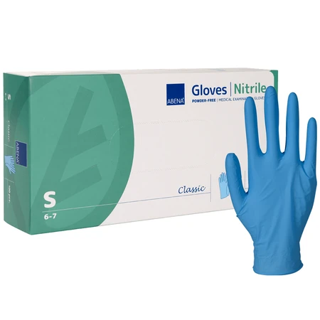 Abena, nitrile gloves, non-sterile, powder-free, blue, size S, 100 pieces